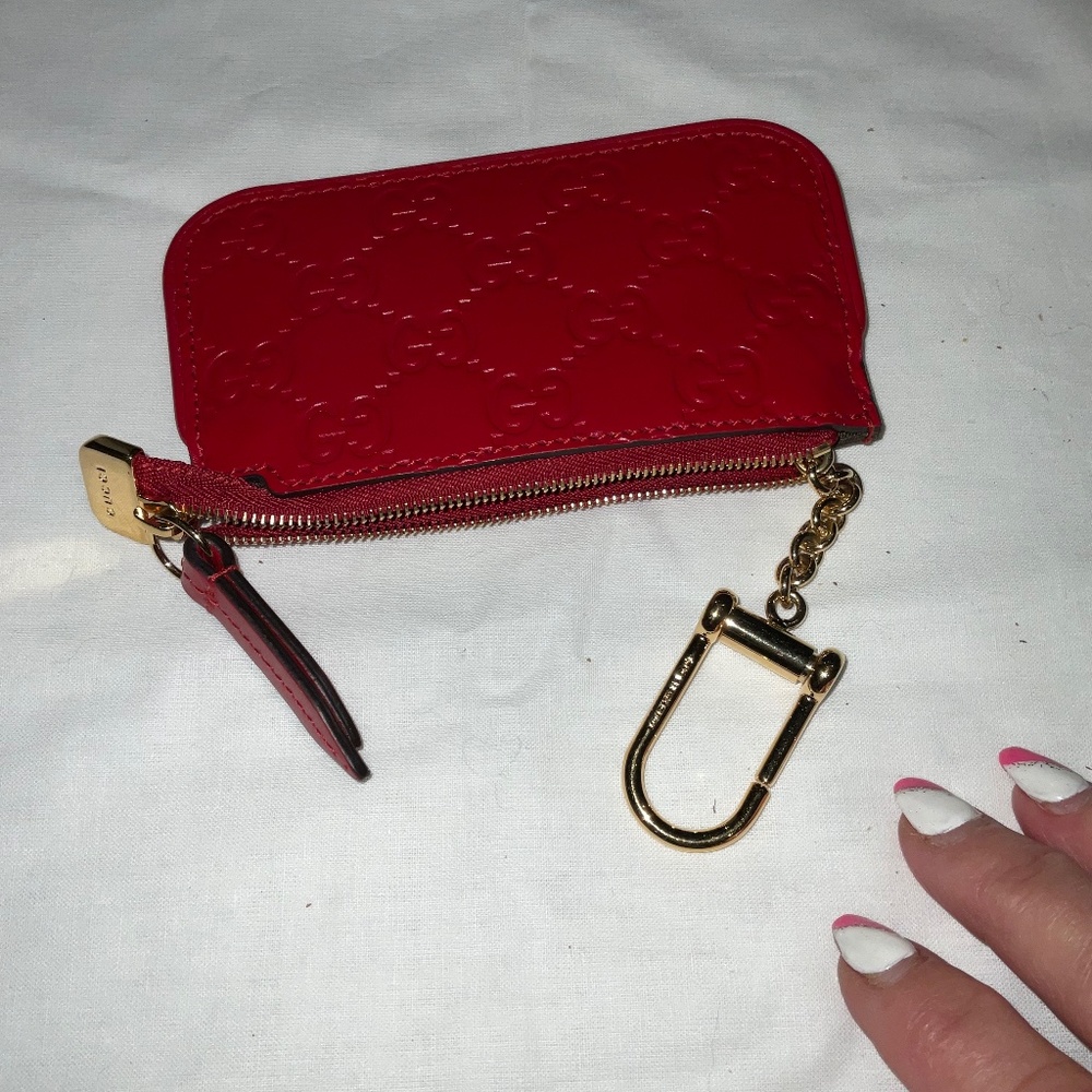 Gucci red leather coin purse